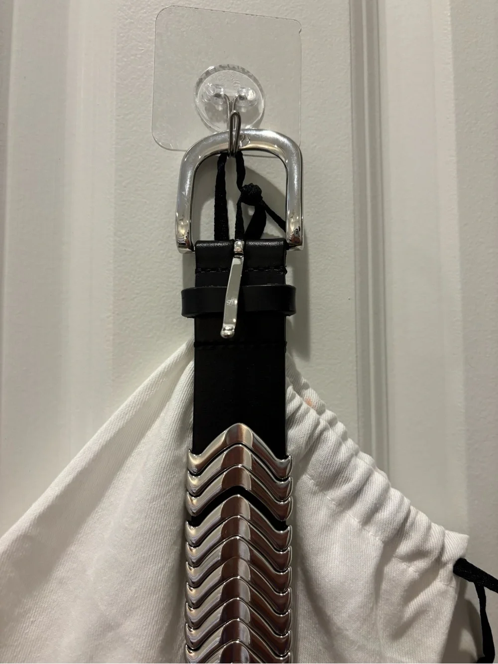 Isabel Marant Black Leather Belt with Silver Chevron Accents